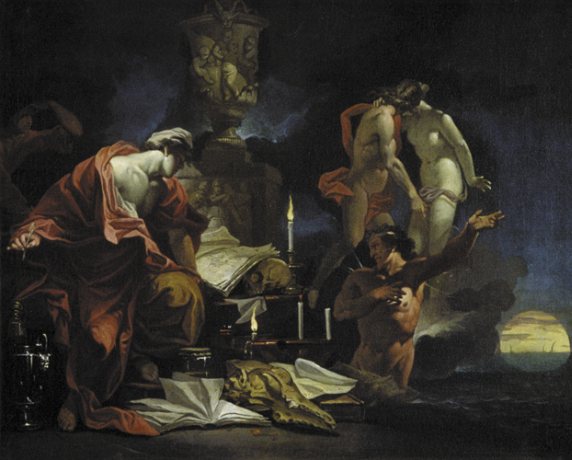 Astrolog obserwujący zrównanie jesienne oraz scena pożegnania Wenus z Adonisem