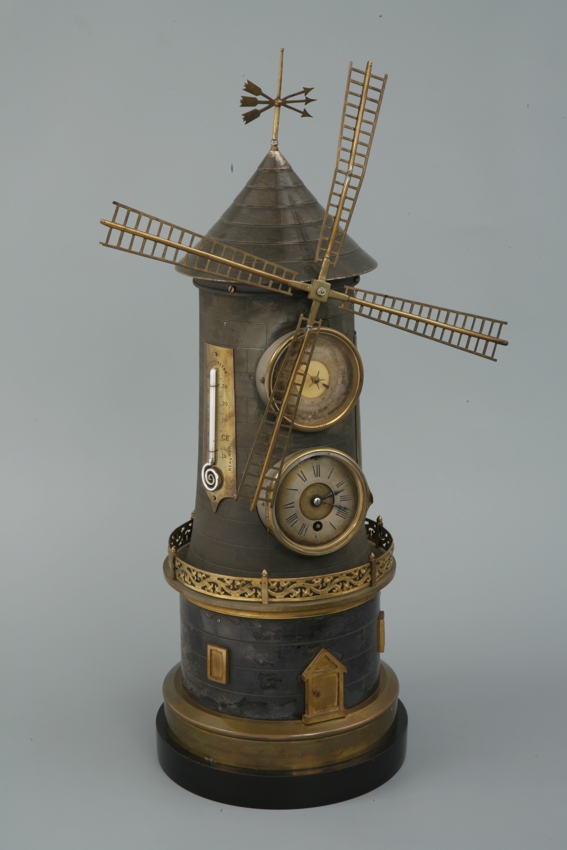 Zegar industrialny w formie wiatraka, około 1888 rok